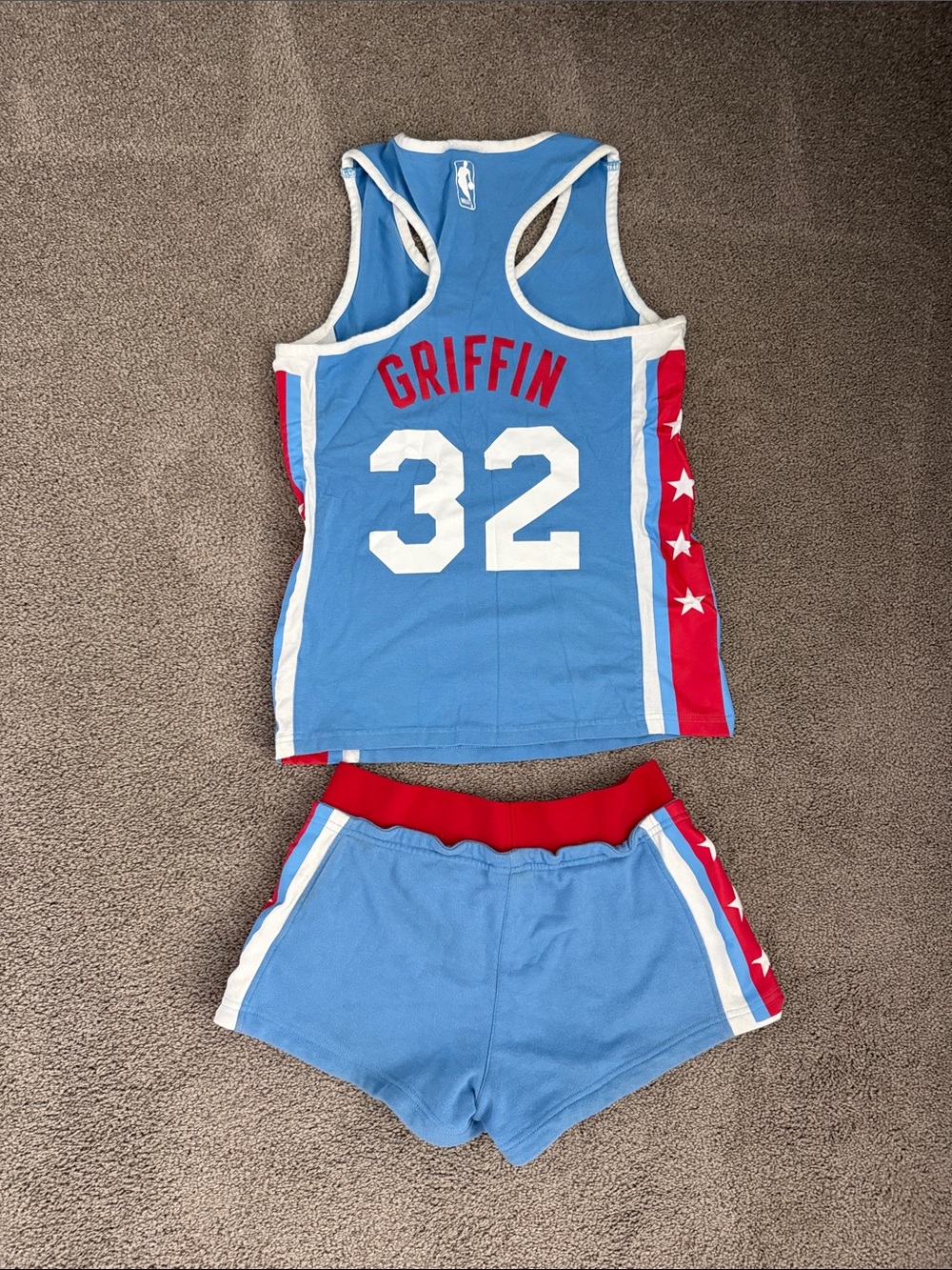 adidas Los Angles Stars Blue Shorts with Red Star Side Panels - Picture 3 of 4